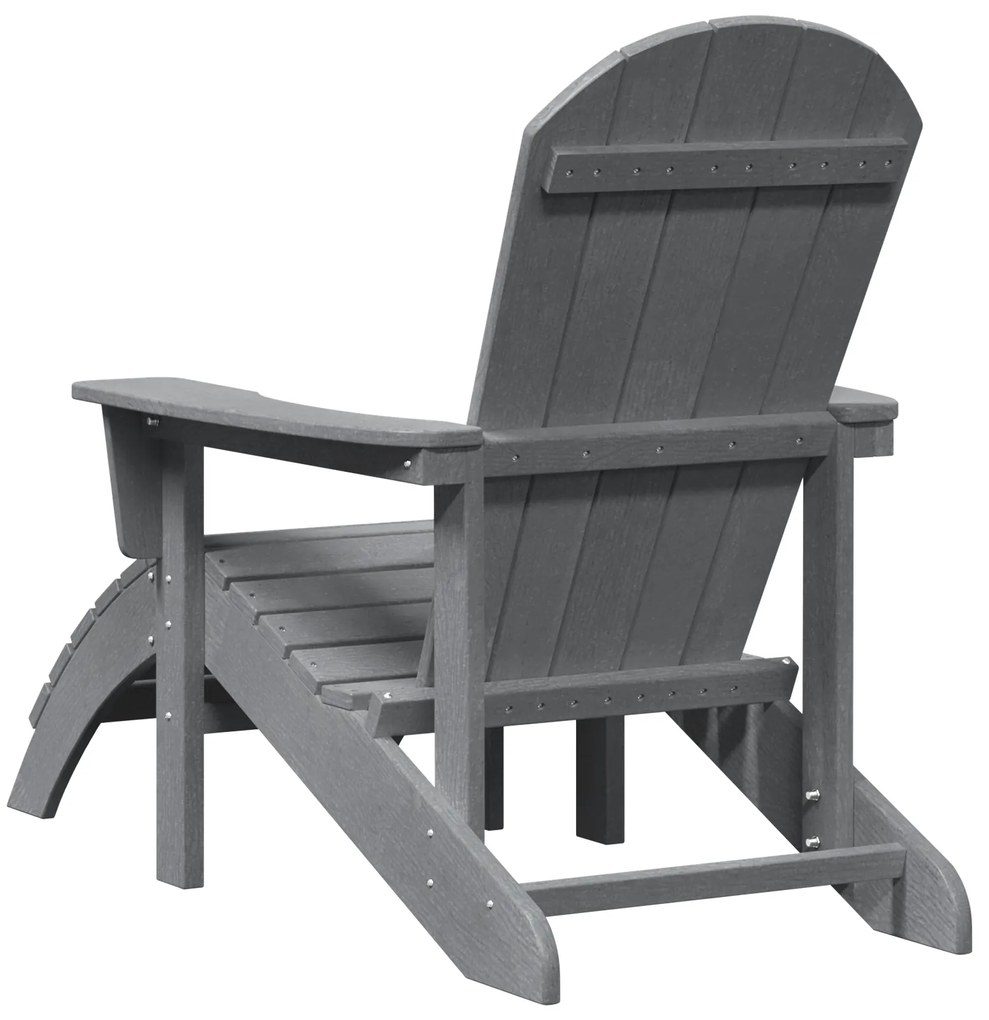 vidaXL Καρέκλα Adirondack με Υποπόδιο Ανοιχτό Γκρι HDPE