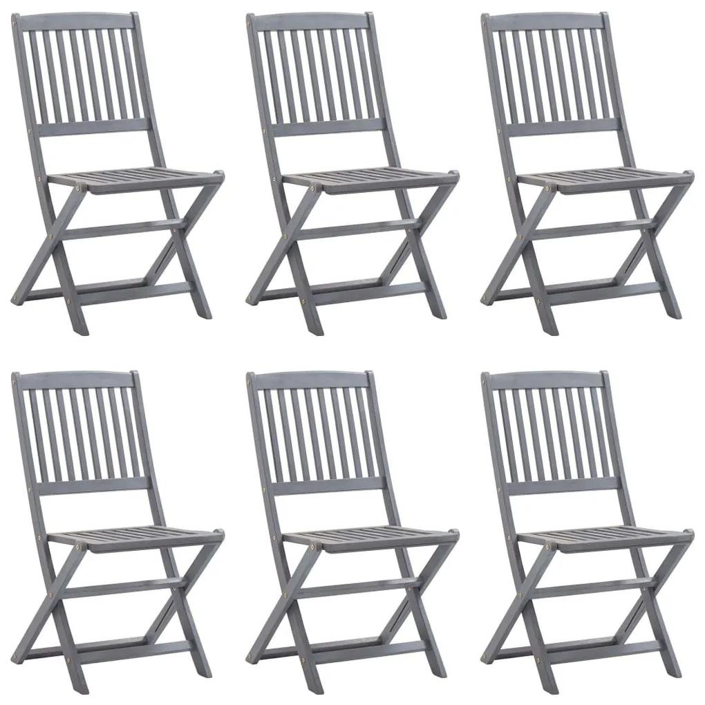Καρέκλες Εξ. Χώρου Πτυσσόμενες 6 τεμ. Ξύλο Ακακίας &amp; Μαξιλάρια - Πράσινο