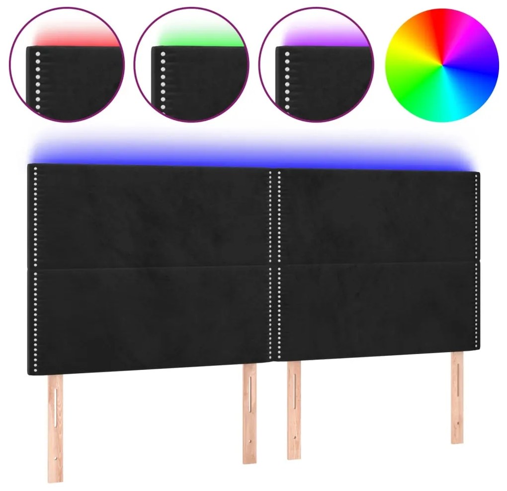 vidaXL Κεφαλάρι Κρεβατιού LED Μαύρο 180x5x118/128 εκ. Βελούδινο