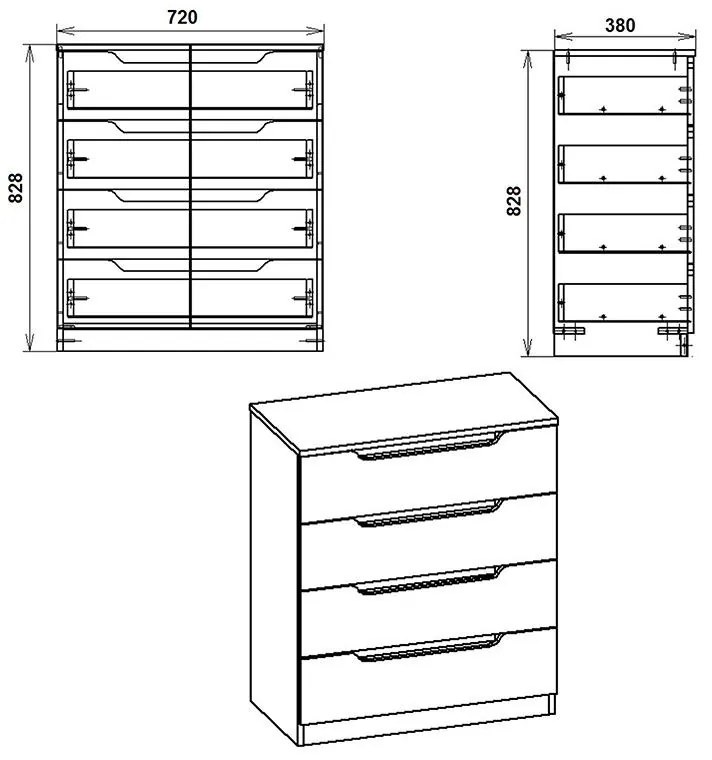 Συρταριέρα Azenor με 4 συρτάρια καρυδί 72x38x83εκ 72x38x83 εκ.