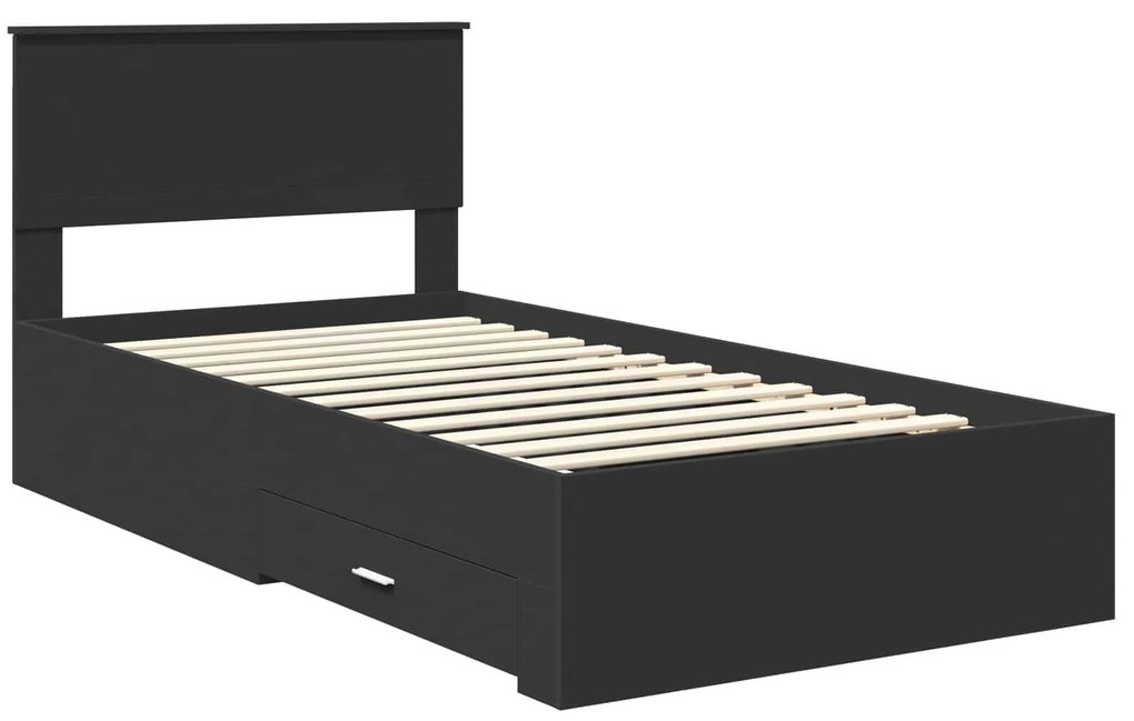 vidaXL Σκελετός Κρεβατιού με κεφαλάρι Μαύρο και Ασημί 100 x 200 cm