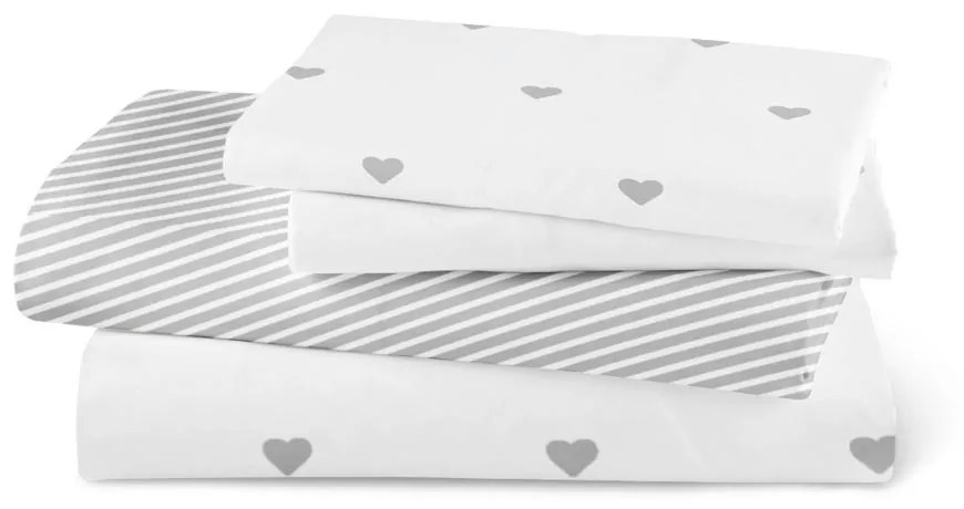 Σεντόνι Μονό Mix&amp;Match Hearts Γκρι 160x240 - Borea Home