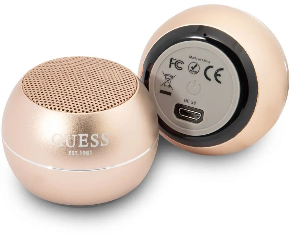 Φορητό Ηχείο Mini Bluetooth 3W GUWSALGED Με 4 Ώρες Αυτονομία 3,6x3,6x4,9cm Gold Guess