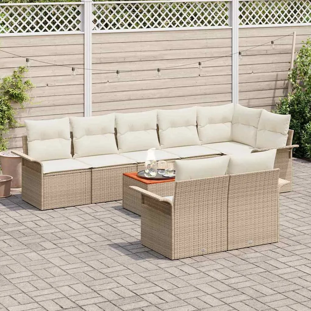 vidaXL Σετ Καναπέ Κήπου με μαξιλάρι 9 pcs Μπεζ, Κρέμα 55 x 55 x 37 εκ