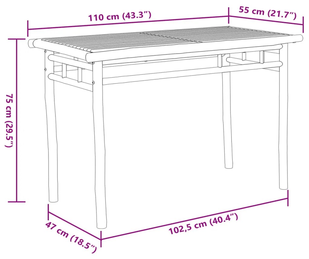 ΤΡΑΠΕΖΑΡΙΑ ΚΗΠΟΥ 110X55X75 ΕΚ. ΑΠΟ ΜΠΑΜΠΟΥ 368031