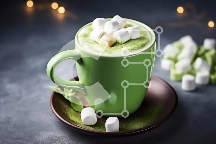 Intra Συλλεκτικό Ξύλινο Παζλ Plywood  4mm - Ζεστό ποτό Matcha με Marshmallows Σε Ξύλινο Κουτί - Διαστάσεις: 10x10 cm – 25 κομμάτια