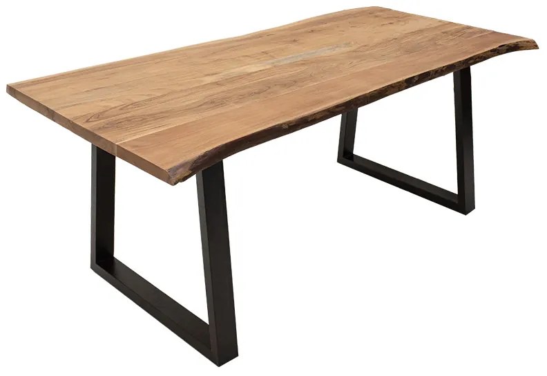 Τραπέζι Miles pakoworld μασίφ ξύλο 4εκ καρυδί-πόδι μαύρο 200x96x79εκ - Ξύλο - 113-000005