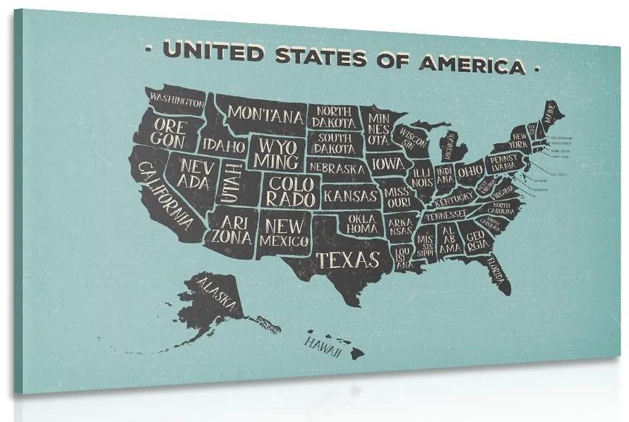 Εικόνα εκπαιδευτικό χάρτη των ΗΠΑ με μπλε φόντο - 120x80
