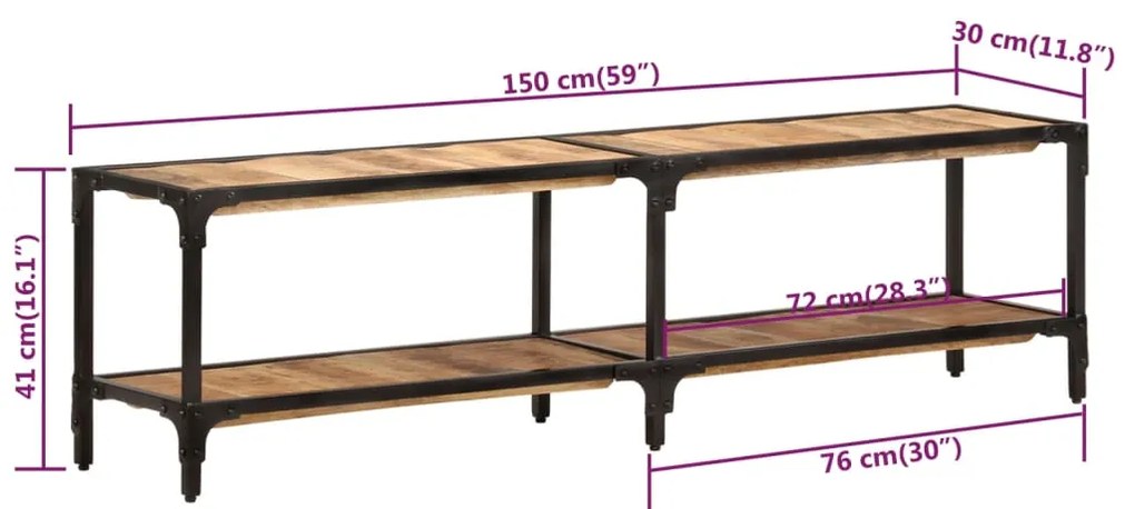 vidaXL Έπιπλο Τηλεόρασης 150 x 30 x 41 εκ. από Μασίφ Ξύλο Μάνγκο
