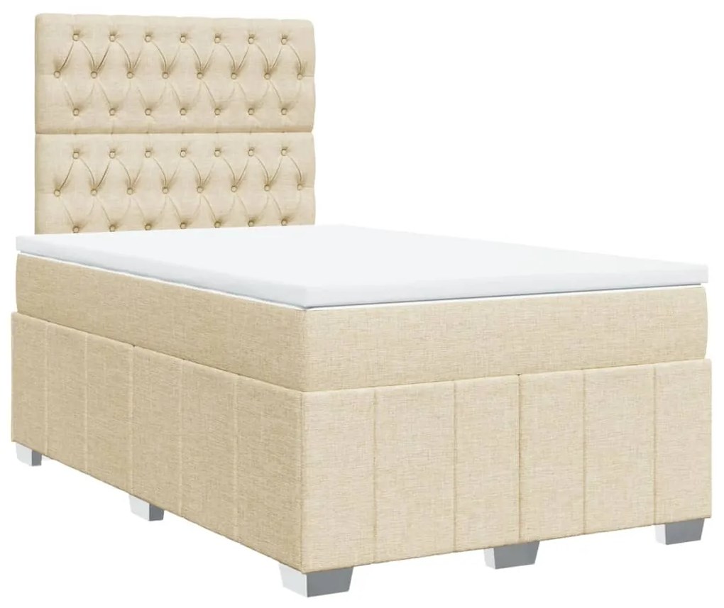 Κρεβάτι Boxspring με Στρώμα Κρεμ 120x190 εκ. Υφασμάτινο - Κρεμ