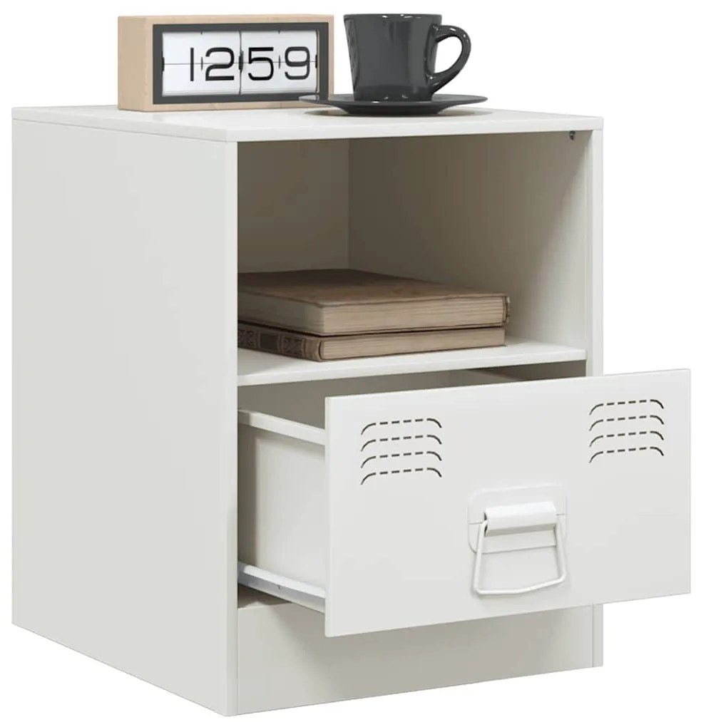 vidaXL Κομοδίνα 2 τεμ. Λευκό 34,5 x 39 x 44 εκ. από Χάλυβα