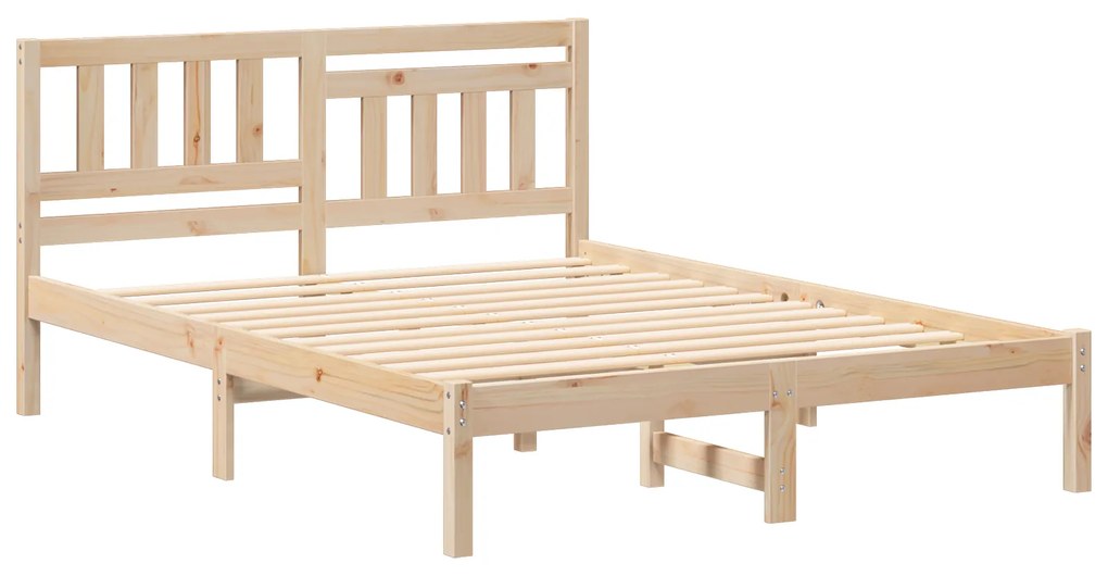 vidaXL Σκελετός Κρεβατιού Καφέ 140 x 190 cm Μασίφ ξύλο πεύκου