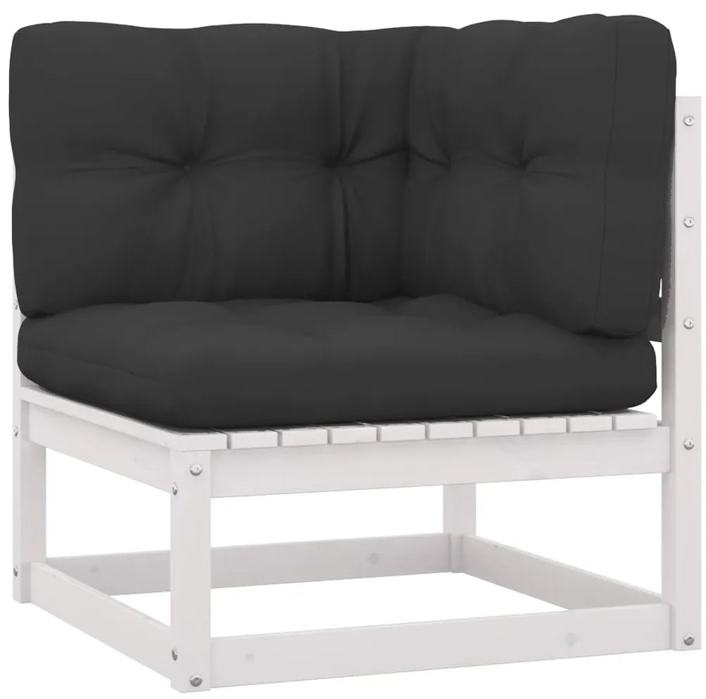 vidaXL Σαλόνι Κήπου 10 τεμ. Λευκό από Μασίφ Ξύλο Πεύκου με Μαξιλάρια