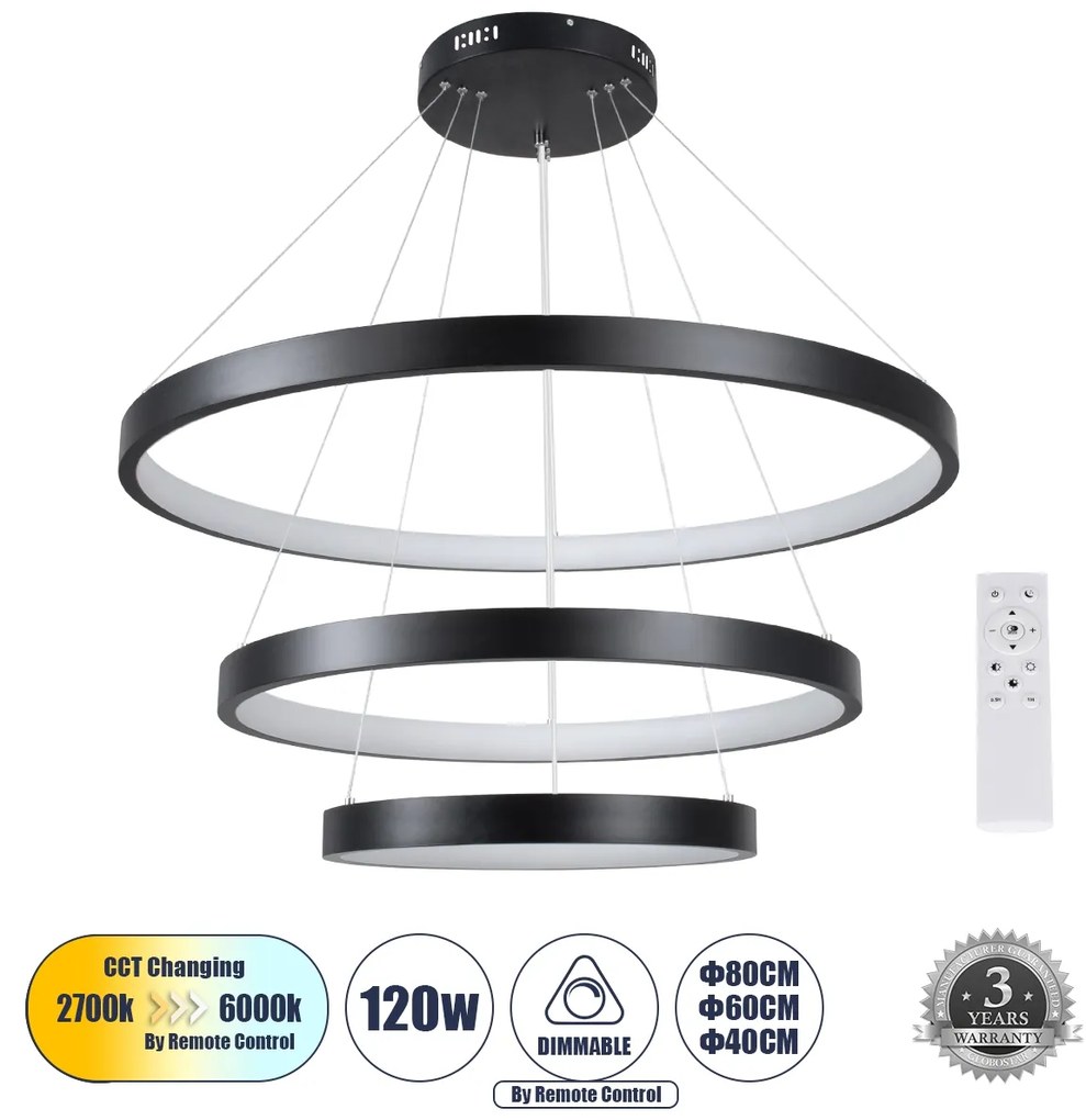 NEMESIS TRIO 61170 Κρεμαστό Φωτιστικό Δαχτυλίδι-Κύκλος LED CCT 120W 14723lm 360° AC 220-240V