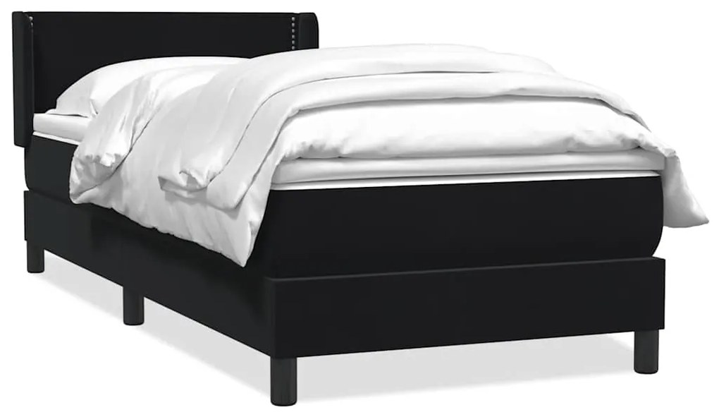 vidaXL Κρεβάτι Boxspring με Στρώμα Μαύρο 90x220 εκ. Βελούδινο