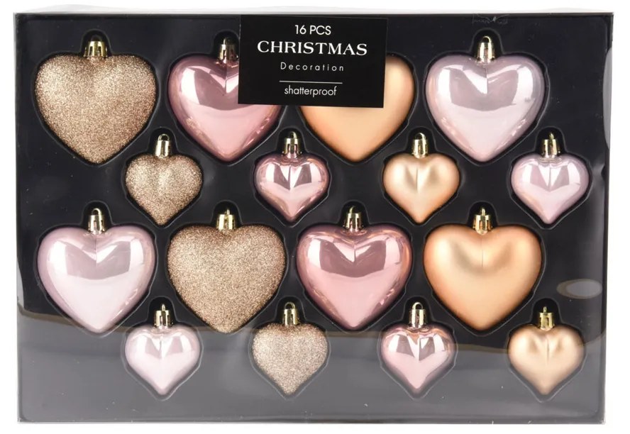 Χριστουγεννιάτικα Στολίδια (Σετ 16τμχ) K-M Pretty Heart AVS101630