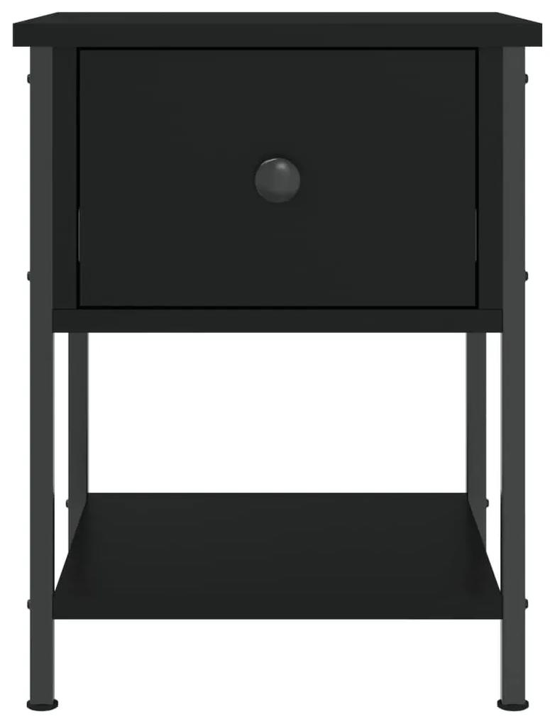 Κομοδίνo Μαύρο 34 x 35,5 x 45 εκ. από Επεξεργασμένο Ξύλο - Μαύρο