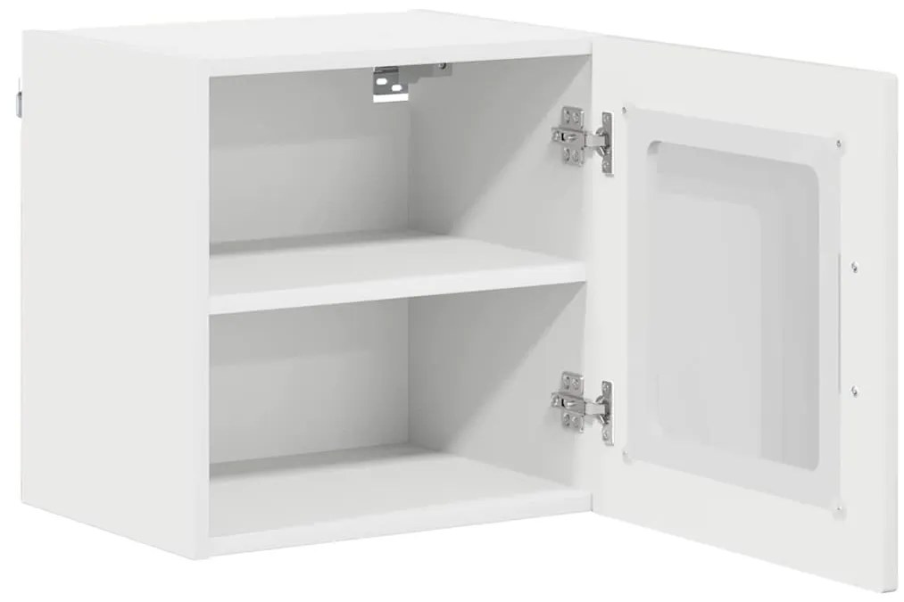 vidaXL Κρεμαστό ντουλάπι κουζίνας με ράφι 2 pcs Υψηλής γυαλάδας λευκό