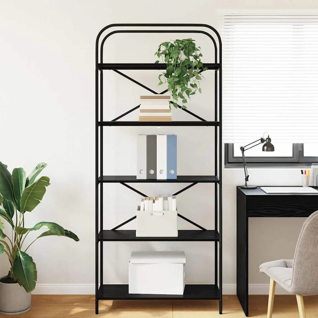 vidaXL Ράφι Βιβλίων Μαύρη δρυς 80 x 30 x 183 εκ Επεξεργασμένο ξύλο