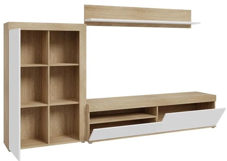 Σύνθετο σαλονιού Zorbi λευκό-sonoma oak μελαμίνης 265x41x158.5εκ 265x41x158.5 εκ.