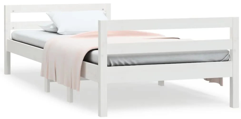 vidaXL Σκελετός Κρεβ. Χωρίς Στρώμα Λευκό 75x190 εκ Μασίφ Πεύκο