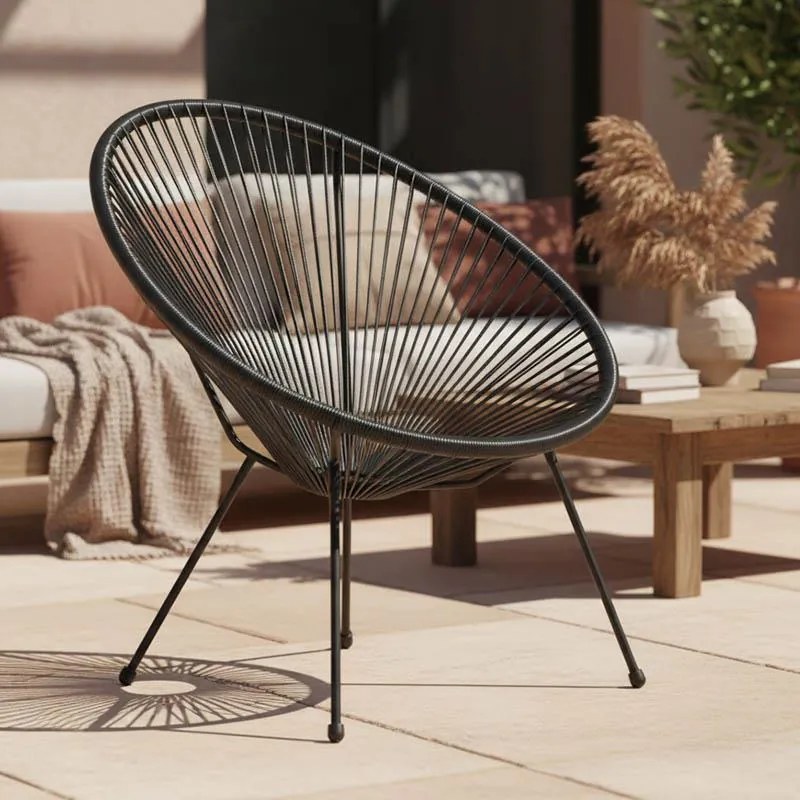 Καρέκλα - Πολυθρόνα κήπου Acapulco μαύρο μέταλλο-pe μαύρο 71x76x85 εκ. 71x78x85 εκ.