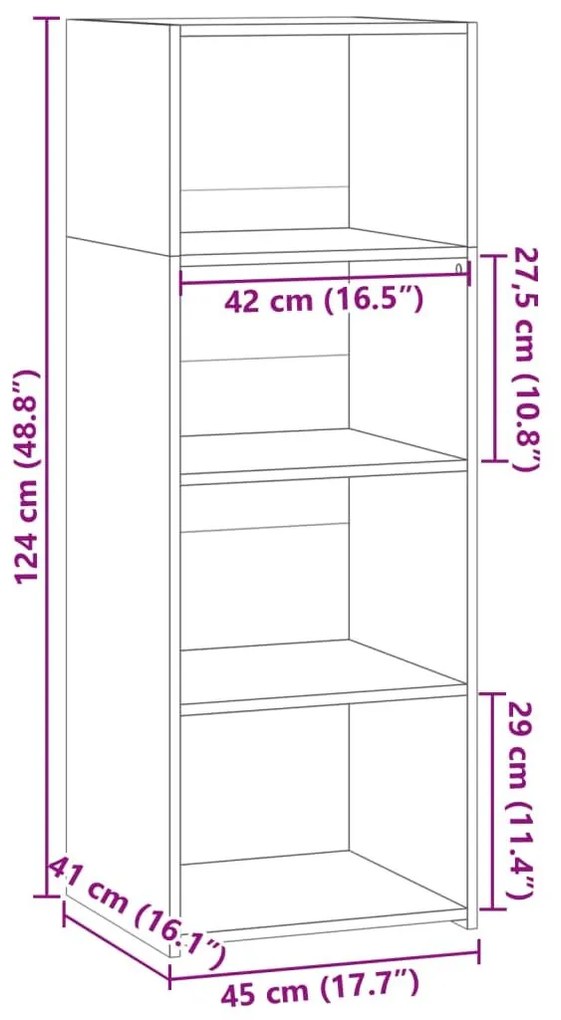 Ντουλάπι Καφέ Δρυς 45x41x124 εκ. από Επεξεργασμένο Ξύλο - Καφέ