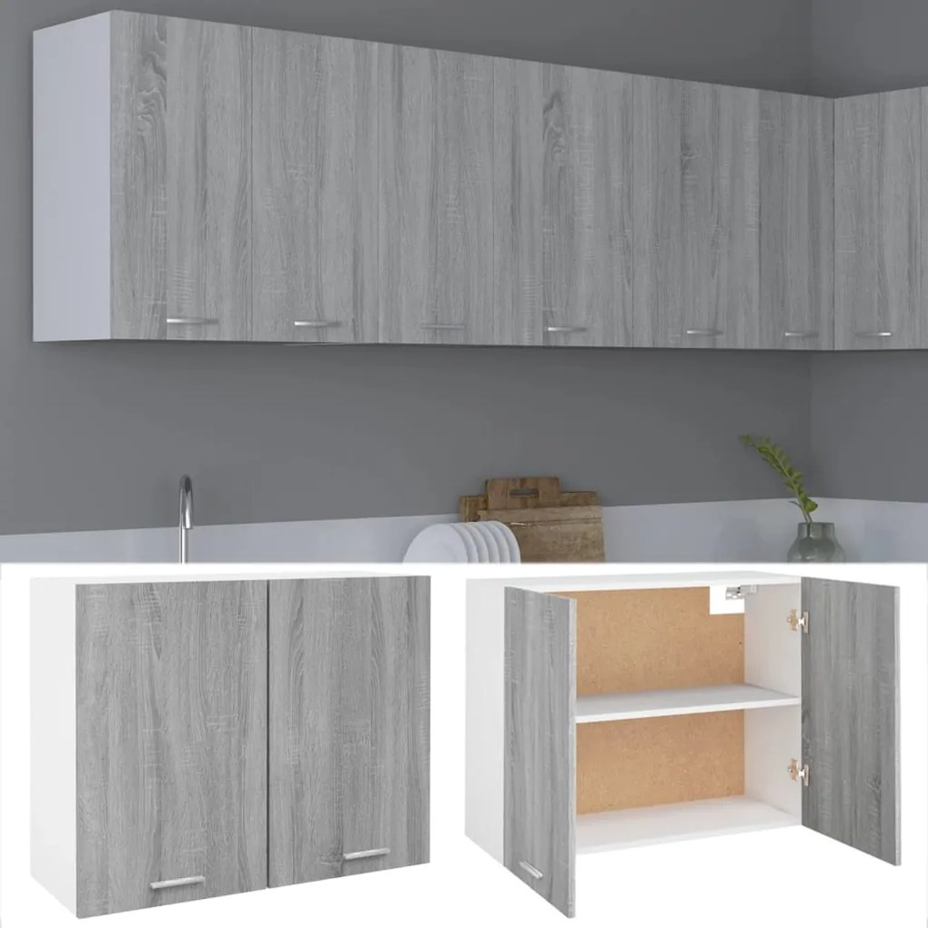 vidaXL Κρεμαστό Ντουλάπι "Lyon" Γκρι Sonoma 80x31x60 εκ. από Τεχνητό Ξύλο