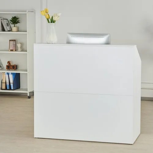 VEVOR Reception Desk Rectangular Front Counter Table 46.46 in White Office Table