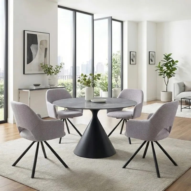 Πολυθρόνα τραπεζαρίας Gabriel Megapap μπεζ ύφασμα - μεταλλικό μαύρο πόδι 58x60x85εκ.