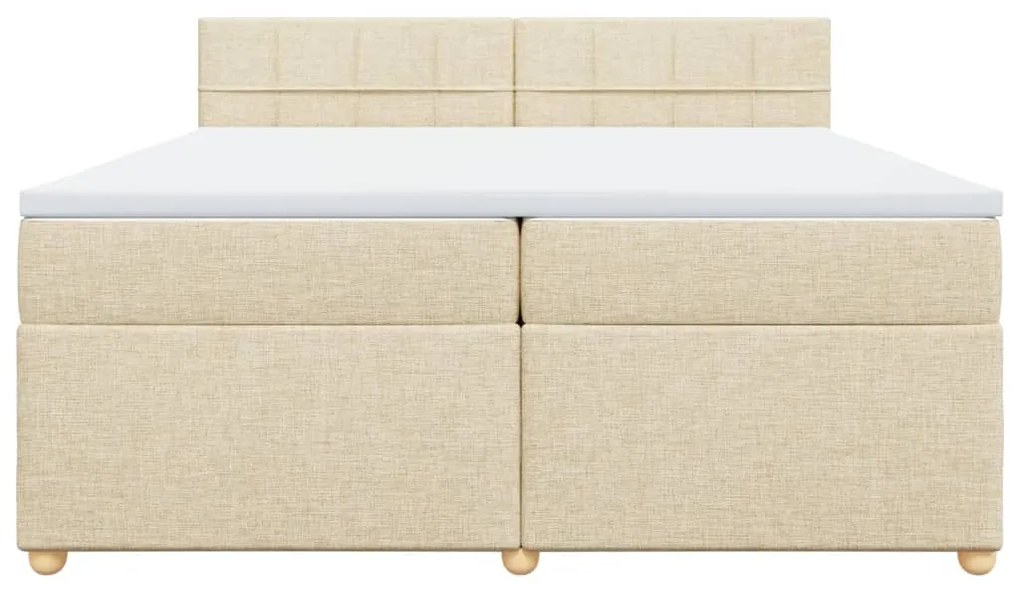 vidaXL Κρεβάτι Boxspring με Στρώμα Κρεμ 200x200 εκ. Υφασμάτινο