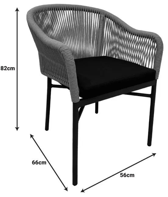 Καρέκλα - Πολυθρόνα αλουμινίου Legana C007 στοιβαζόμενη ανθρακί σκελετός-φυσικό rattan 56x66x82 εκ. 56x66x82 εκ.