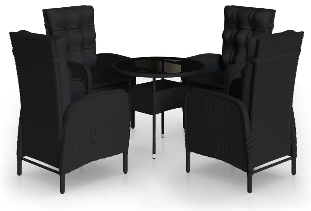 vidaXL Σετ Επίπλων Bistro Κήπου 5 τεμ. Μαύρο από Συνθετικό Ρατάν