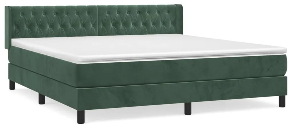 ΚΡΕΒΑΤΙ BOXSPRING ΜΕ ΣΤΡΩΜΑ ΣΚΟΥΡΟ ΠΡΑΣΙΝΟ 180X200ΕΚ. ΒΕΛΟΥΔΙΝΟ 3131156