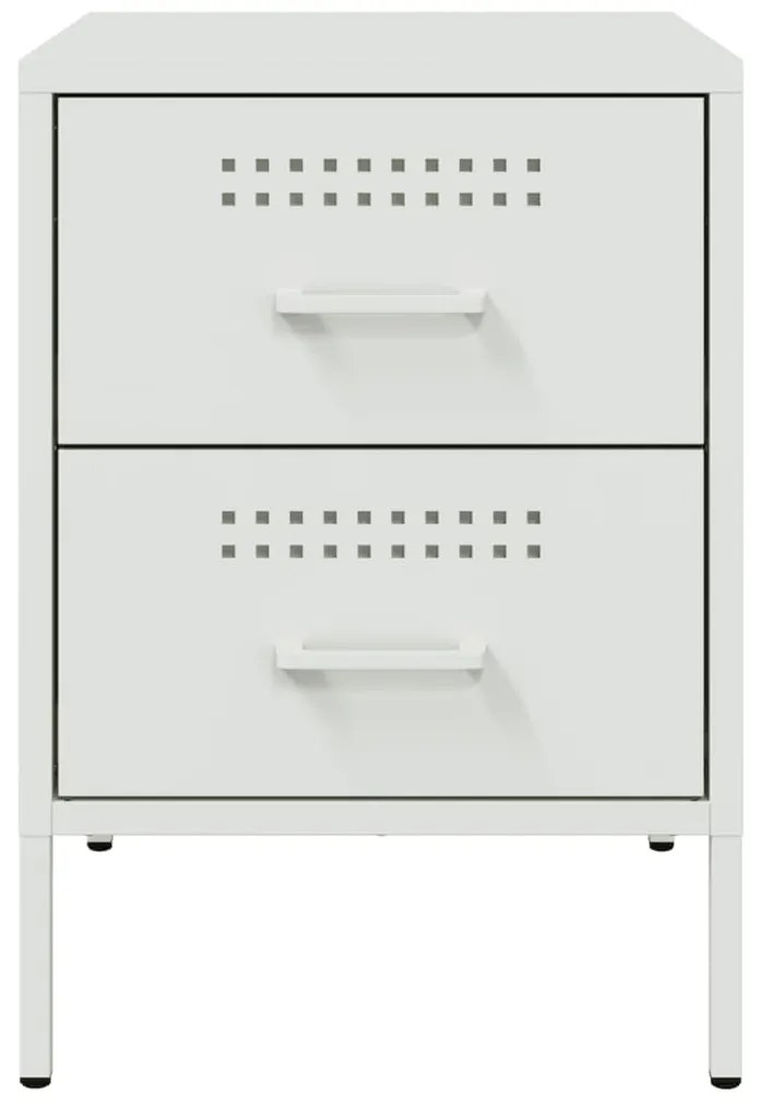 vidaXL Κομοδίνο Λευκό 36x39x50,5 εκ. από Χάλυβα