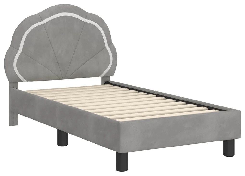 vidaXL Κρεβατική βάση για παιδιά με προσκέφαλο Ανοιχτό γκρι