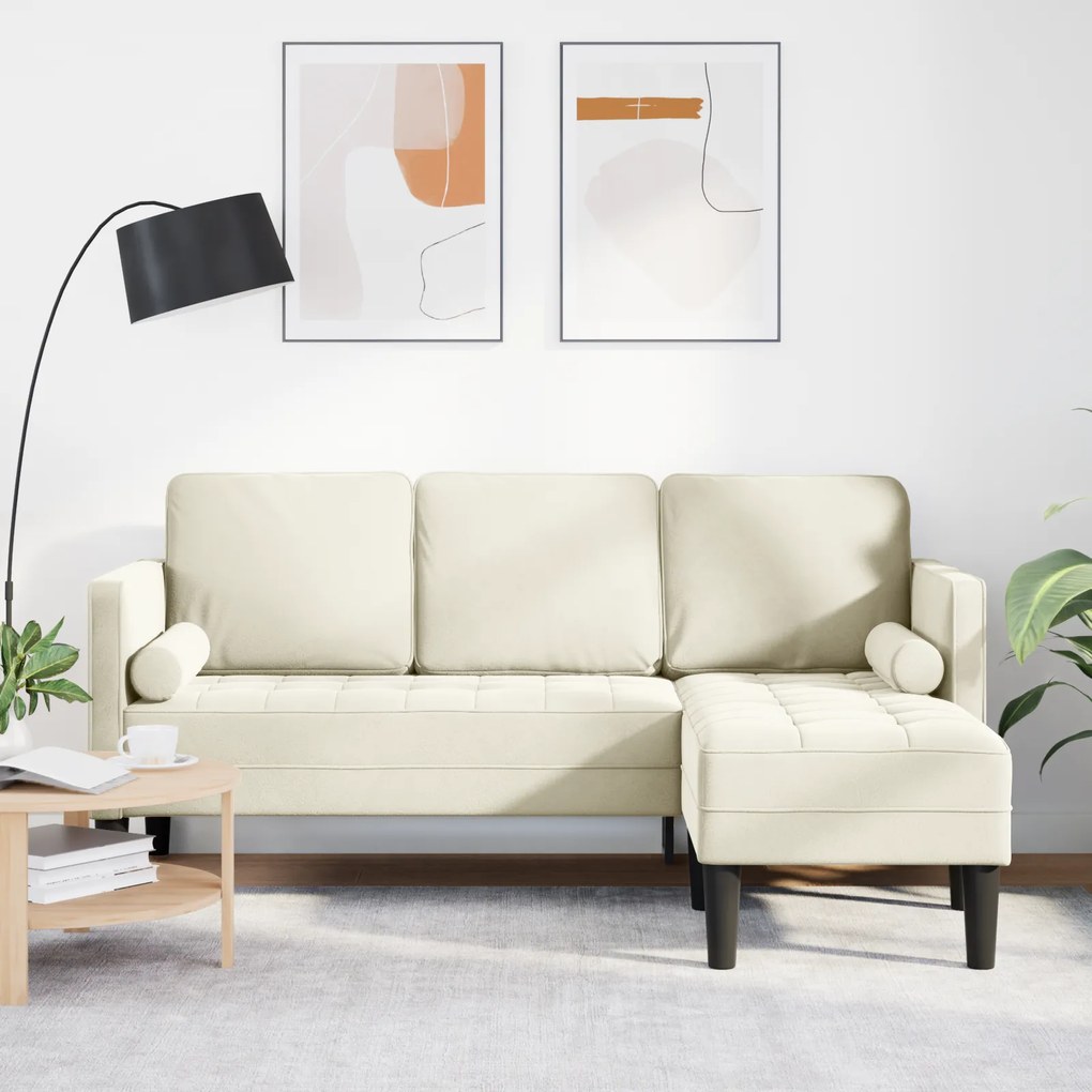 vidaXL καναπές L με σχήμα L κρεμ 173x131x67 εκ. βελούδο