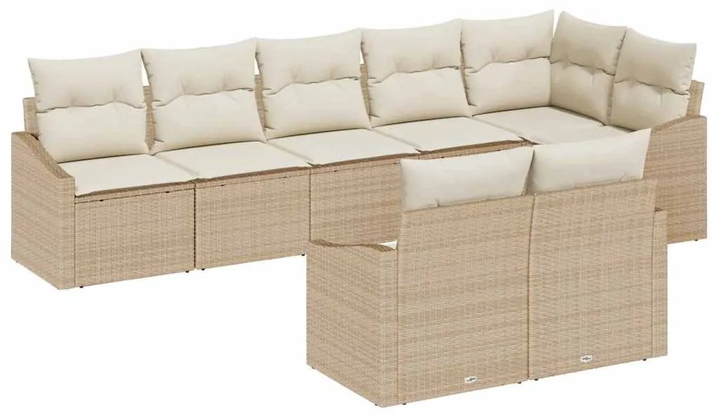 vidaXL Σέτ φαγητού για κήπο με μαξιλάρι 8 pcs Μπεζ, Κρέμα