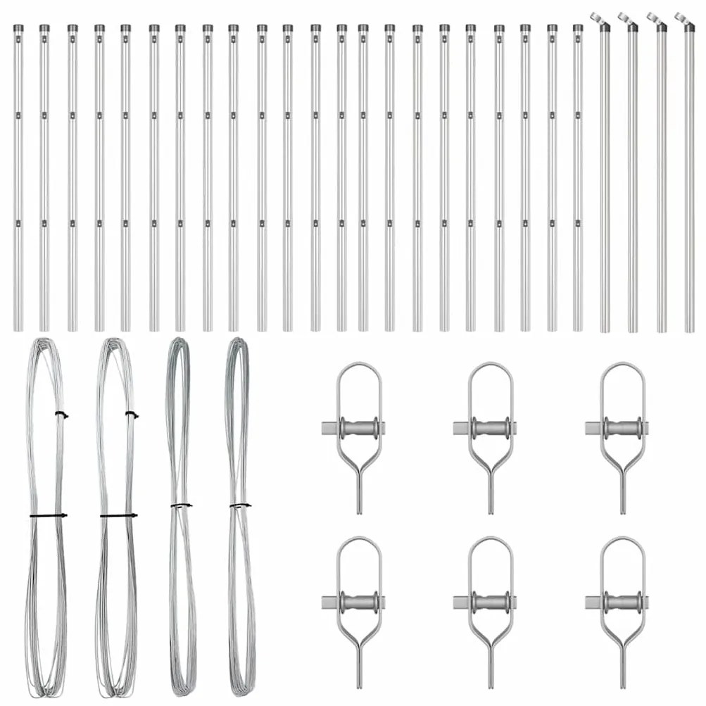vidaXL Στύλος Περιφράξεων 26 pcs Ασημί 3.2 x 3.2 x 100 εκ Ατσάλι