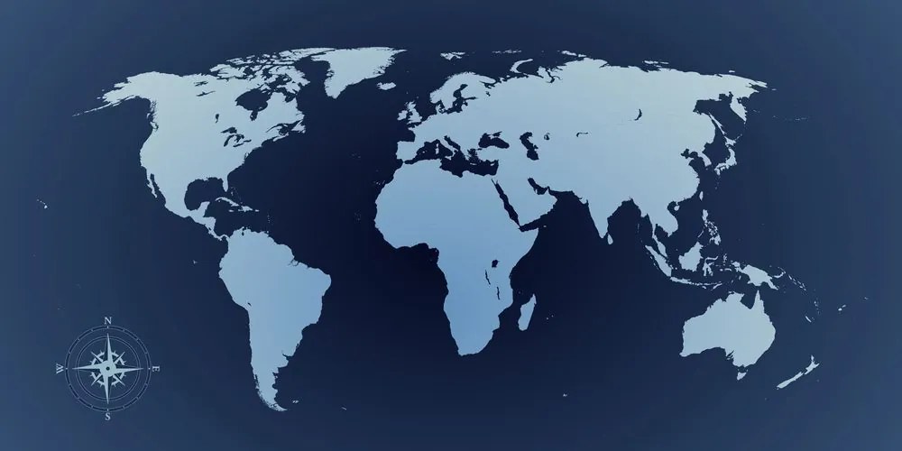 Εικόνα στον παγκόσμιο χάρτη φελλού σε αποχρώσεις του μπλε - 120x60  color mix