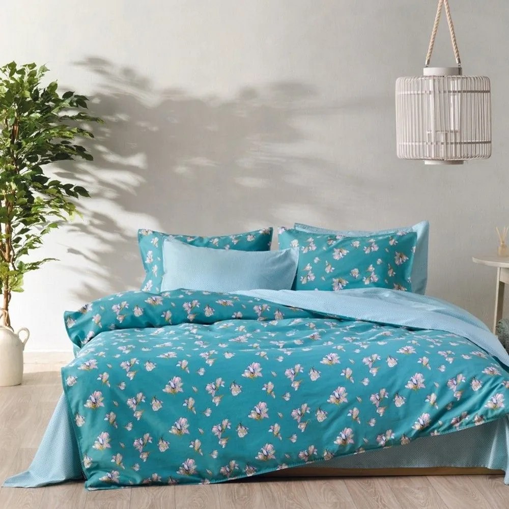Παπλωματοθήκη Soledad (Σετ 3τμχ) Turqoise-Pink Kentia Υπέρδιπλo 220x240cm 100% Βαμβακοσατέν