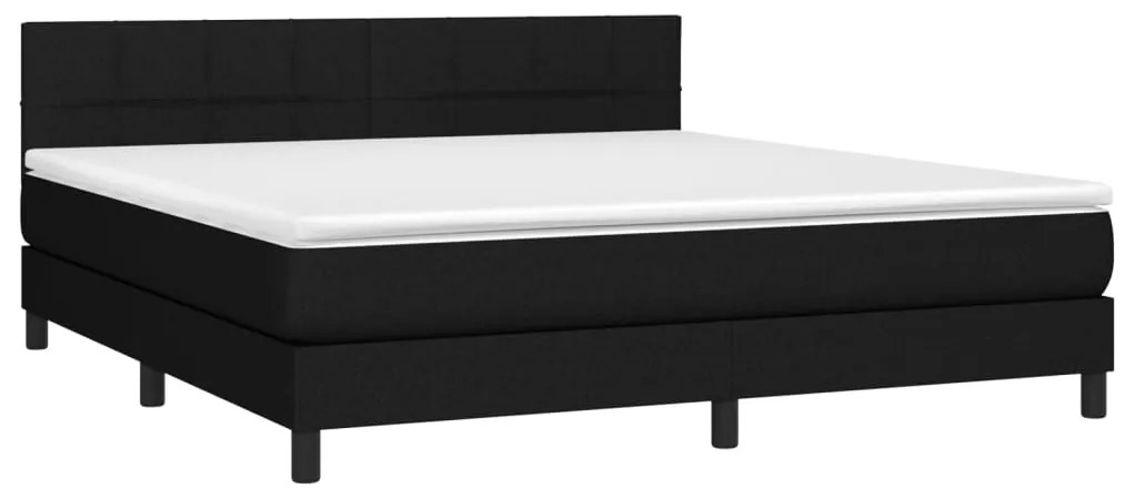 vidaXL Κρεβάτι Boxspring με Στρώμα &amp; LED Μαύρο 180x200 εκ. Υφασμάτινο