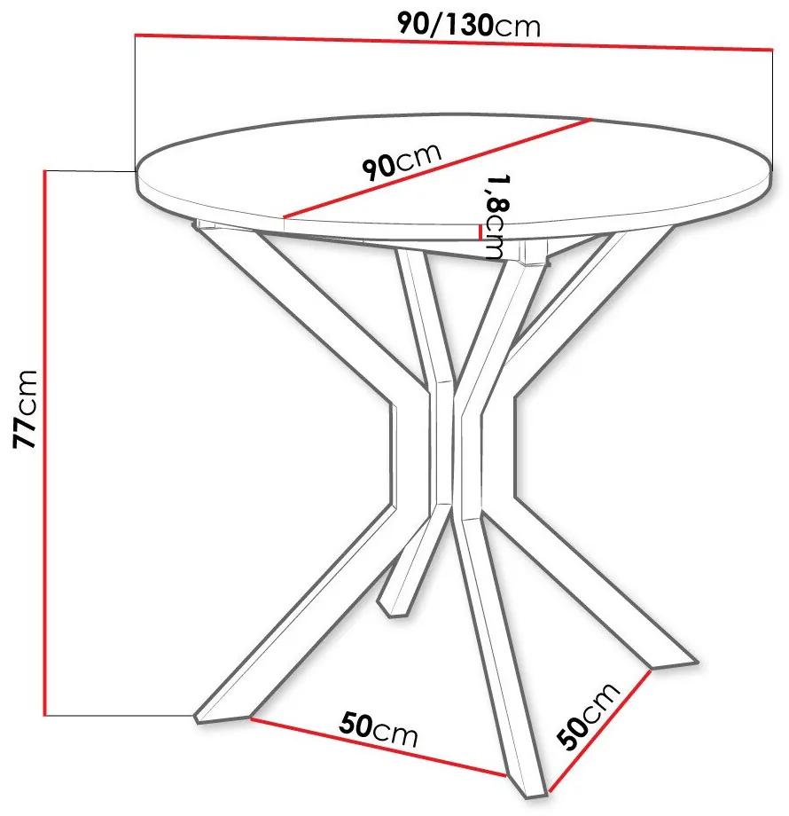 Τραπέζι Edmond 111, Γκρι μάρμαρο, Μαύρο, 77cm, 28 kg, Επιμήκυνση, Πλαστικοποιημένη μοριοσανίδα, Μέταλλο | Epipla1.gr