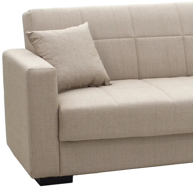 Καναπές-κρεβάτι με αποθηκευτικό χώρο τριθέσιος Vox pakoworld κρεμ ύφασμα 214x82x83εκ