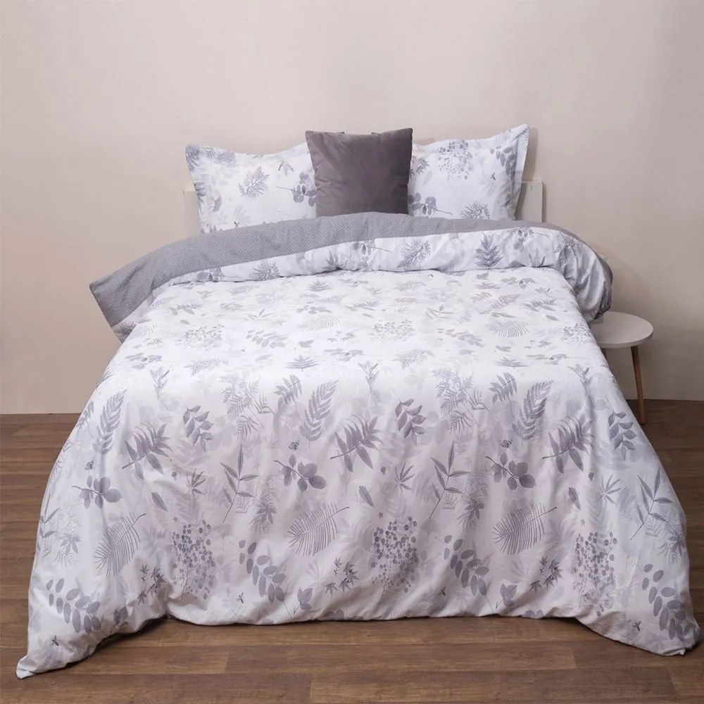 Σεντόνια Satin 4003 (Σετ 4τμχ) White-Grey Anna Riska Υπέρδιπλο 230x260cm 100% Βαμβακοσατέν