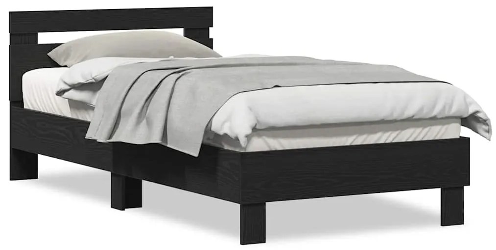 vidaXL Πλαίσιο Κρεβατιού Μαύρη δρυς 90 x 190 cm Επεξεργασμένο ξύλο