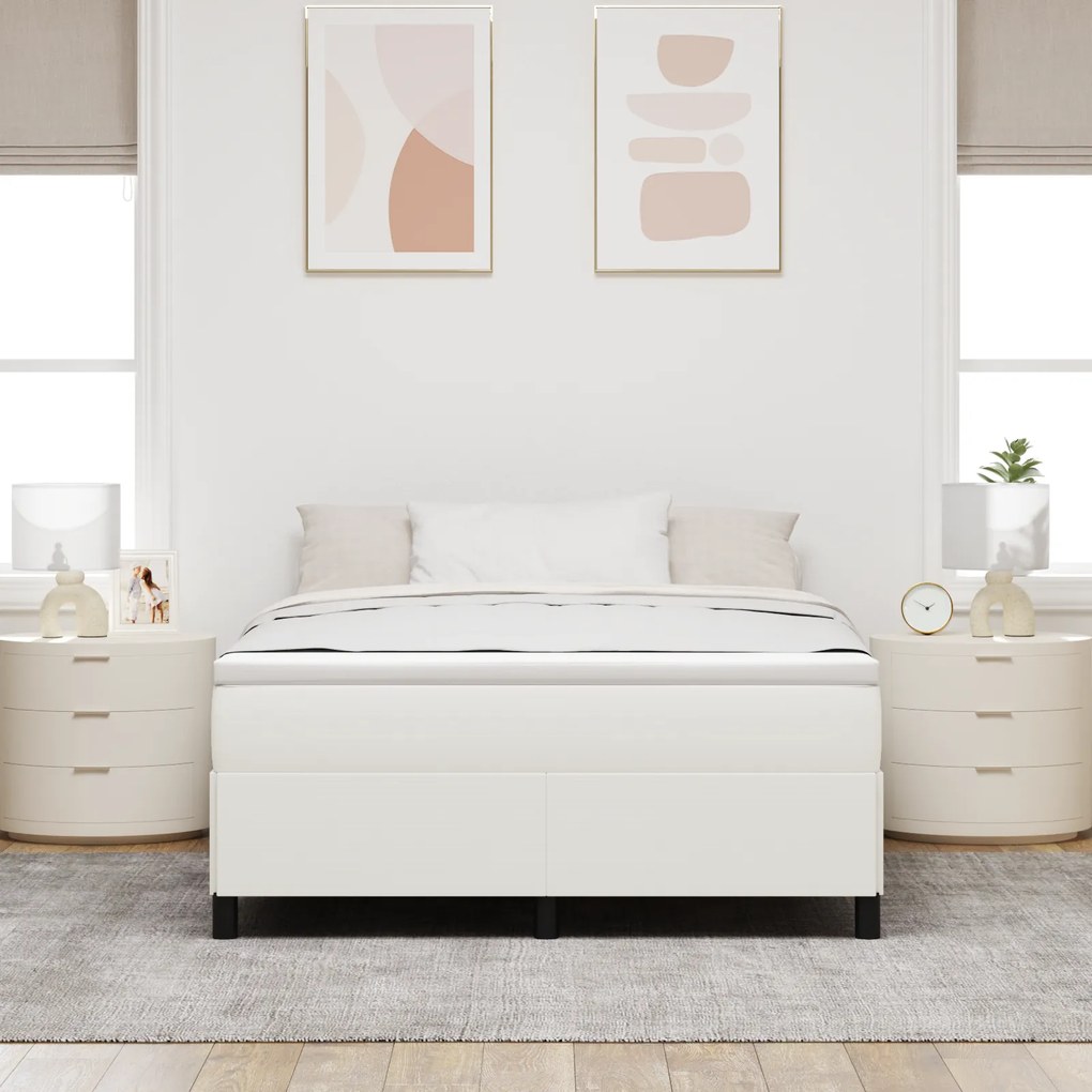 vidaXL Σκελετός Κρεβατιού Κρεμ 140 x 190 cm Βελούδο