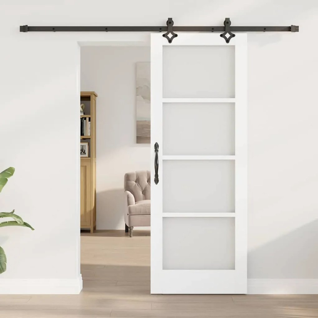 vidaXL Συρόμενη Πόρτα Λευκό 73.5 x 198.5 εκ. Ξύλο και μέταλλο