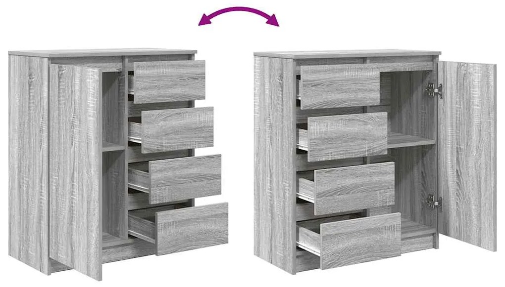 Συρταριέρα με Συρτάρια Γκρι Sonoma 71x35x84 εκ. από Επεξ. Ξύλο - Γκρι