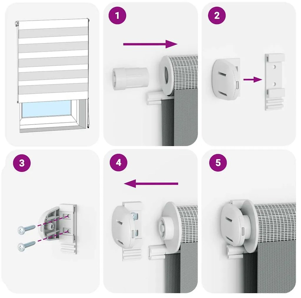 vidaXL Ζέβρα τυφλή Λευκό Πλάτος υφάσματος 65,9 εκ. Πολυεστέρας